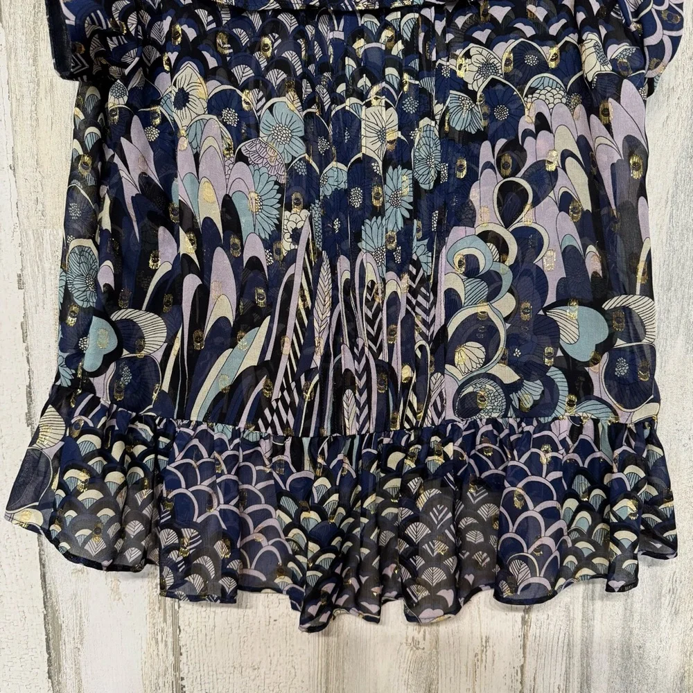 Zadig & Voltaire Toundra Lurex Printed Silk Blouse Top Size S Party Cocktail - Picture 9 of 12